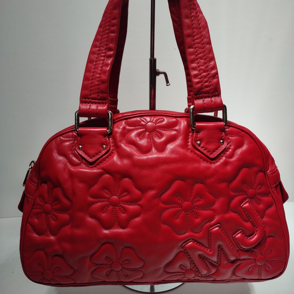 Marc Jacobs Red Quilted Leather Vintage Classic Floral Bag